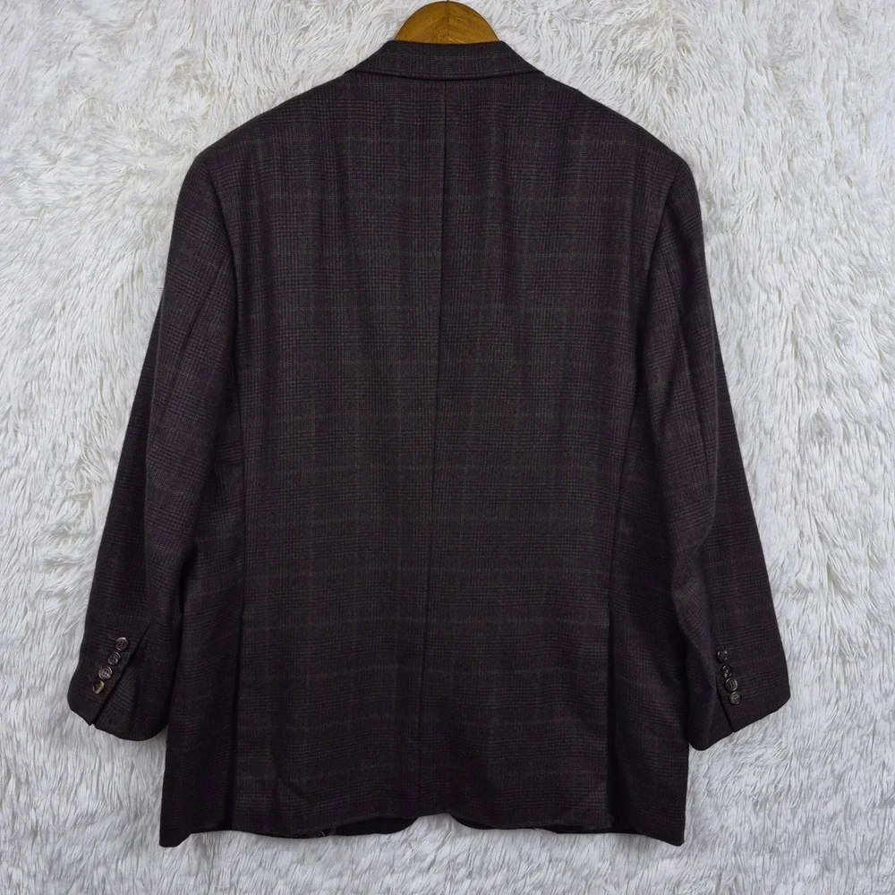 Brioni Nomentano Brown Glen Plaid 100% Pure Cashmere Blazer Saks Fifth Ave 46R